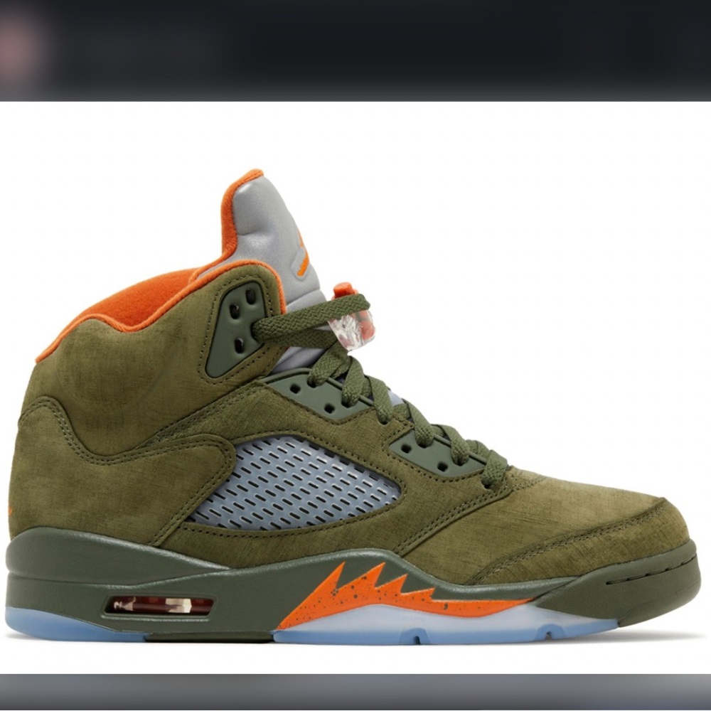 Jordan Olive and Orange High-Top Sneakers